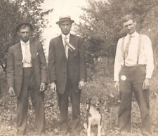 Dog With Men RPPC Real Photo Postcard Antique picture
