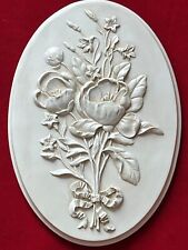 Decorative HERMITAGE White Floral Plaque Décor Resin Wildflowers picture