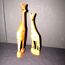 Vintage Hand Carved Wooden Giraffe Figurine Sculpture Genuine Made in Kenya picture