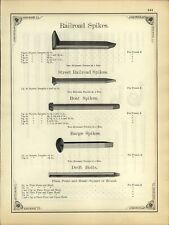 ca. 1890 PAPER AD Railroad Boat Barge Street Car Spike Clinch Nails  picture