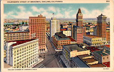 Vintage 1940's Aerial View of 14th & Broadway, Oakland California CA Postcard picture