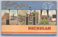 Pontiac Michigan, Large Letter Greetings Indian, Vintage Postcard picture