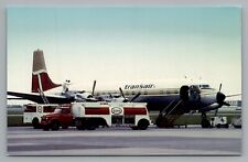 Aviation Postcard Transair Douglas DC-7 ESSO Fuel & Maintenance Trucks Unposted picture