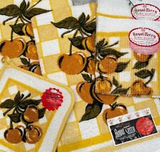 Vintage Royal Terry Towel Set Checkered Fruit Original Stickers picture
