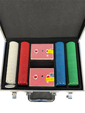 Tournament Drilled Poker Sets Cards / Chips Ornate Aluminum Case / Sealed Decks picture