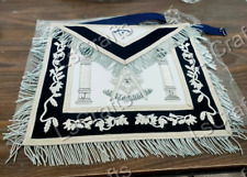 Masonic Past Master Sheep Apron Silver Bullion Embroidered Navy Blue Velvet picture