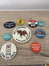 Vintage 1960’s Budweiser Beer Campaign Pins Lot Of 9 Clydesdale / Budwagon / Bud picture