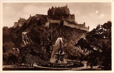 Real Photo Scotland Edinburgh Castle & Ross Fountain Vintage Postcard picture