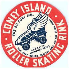 Original Vintage 1940s Roller Skating Rink Sticker Coney Island Brooklyn NY s20 picture