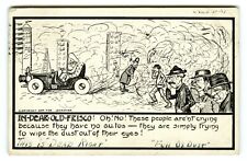 c.1907 SAN FRANCISCO COMICAL ARTWORK~RARE HAND-DRAWN POSTCARD w/EARLY AUTOMOBILE picture