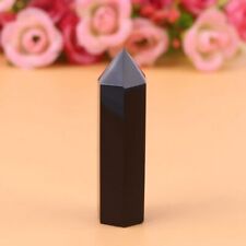 1pc Natural Black Obsidian Crystal Stone Point Healing Hexagonal Wand Column picture