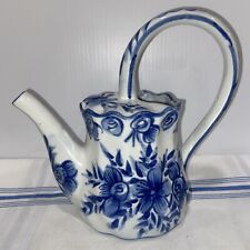 Blue Victoria Ironstone Pottery Teapot Watering Can Style Teapot 8 ½