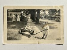 Antique Photo Boy in Wagon Pulled By Another Boy Mothers Looking Displeased picture