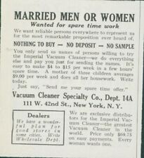 1928 Imperial Vacuum Cleaner Spare Time Work Married Men Women Vtg Print Ad PR1 picture