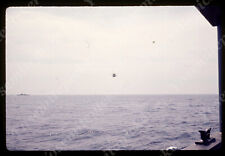 sl75 Original slide  1970 Military helicopter in flight next to navy ship 133a picture