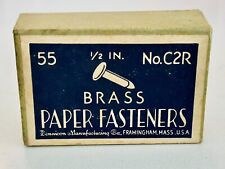 Brass Paper Fasteners Box Dennison Vintage Mix Size picture