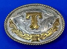 Letter T initial Custom belt buckle by The Classics Buckle Collection Mexico picture