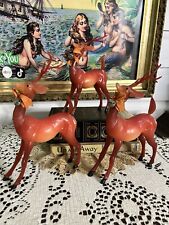 Vintage Celluloid Plastic Reindeer Christmas Mantle Figurines Hong Kong Rare picture