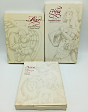 Longaberger Pottery Set of 3 Angel Cookie Molds 1993-1995 Peace Hope Love picture
