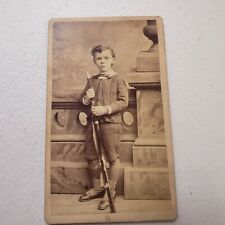 1900's Cabinet Card Photo Boy With Gun Musket Cival War Baltimore Ma  picture