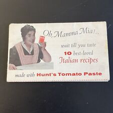 Hunt's Tomato Paste Mamma Mia Italian Woman Print 12 Recipes VTG 1950s  picture