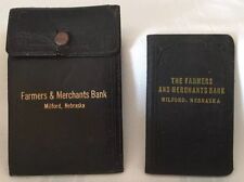 Vintage Farmers Merchants Bank Leather Passbook Savings Record Book Milford Nebr picture
