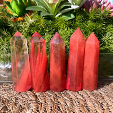 Natural Red Smelting Cherry Tower Point Obelisk Healing Charka Crystal Minerals picture