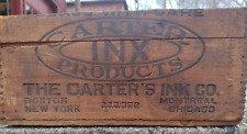 Vintage Carter's Inks 343 Wood Box Crate Original Store Farm Industrial Rustic picture
