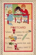 1928 embossed pictograph - WHEN (SANTA) COMES TO M(Y) HOUSE picture