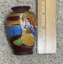 Hand Painted Miniature Vase Jar Multicolored Vintage Japan Marked See Photo picture