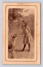 Antique Postcard Little Girl Playing w/ Dog William McCullough 1905 picture