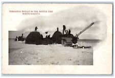 c1905's Threshing Wheat In The Winter Time Fargo North Dakota Antique Postcard picture