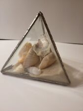 5 Inch Sea Pyramid  Prism, Beveled Glass Triangle Beach Kaleidoscope Sand Shells picture