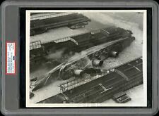 SS Normandie 1942 On Fire in New York Harbor WWII Type 1 Original Photo PSA/DNA picture