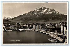 1946 Lucerne with Pilatus Mountain in Switzerland RPPC Photo Postcard picture