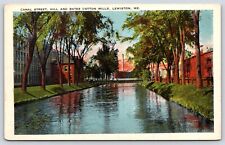 Maine Lewiston Canal Street Hill and Bates Cotton Mills Vintage Postcard picture