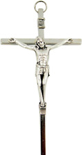 Silver Toned Metal Catholic Crucifix Pectoral Pendant or Wall Cross, 4 3/8 Inch picture