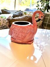 Pink Flamingo Ceramic Planter Vintage picture