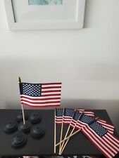 USA 4x6 In. American Flags ( Made In USA) - 6 Pack w/ Black Stands picture
