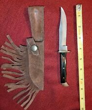 Old Smoky small hunting bowie knife heavy leather western sheath stainless 4