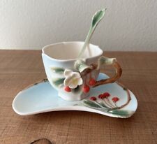 TWO’S COMPANY Garden Party Tea Cup, Saucer, & Spoon 3 D CHERRY BLOSSOM picture