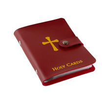 MAROON Prayer Card Holder Book Leatherette Holds 20-40 Cards Catholic Christian picture