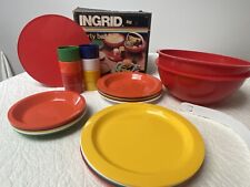 Vtg INGRID Mid-Century Modern PICNIC BALL SET COMPLETE Plates Cups Bowls Tray picture