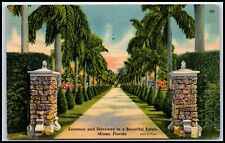 Postcard Entrance And Driveway To A Beautiful Estate Miami FL D41 picture