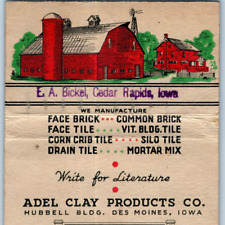 c1940s Cedar Rapids, IA Bickel Adel Clay Matchbook Cover Royal Flash C36 picture