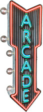 Arcade Double-Sided Marquee Sign with Neon Print and LED Bulbs Vintage Inspired  picture