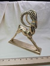 Brass Ibex Antelope Ram Figurine Mid Century Modern Hollywood Regency Vintage  picture