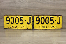VTG Original Condition Ohio 1950 License Plate Pair 9005-J Chevy Ford Chrysler picture