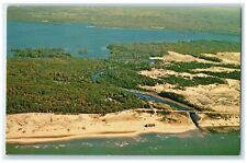c1960's Aerial View Of Hamlin Lake Ludington Michigan MI Unposted Trees Postcard picture