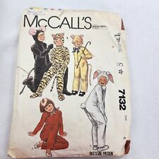 Vintage McCall's # 7132 SZ 4 Children Halloween Costumes Tiger Cat Pajamas 1980 picture